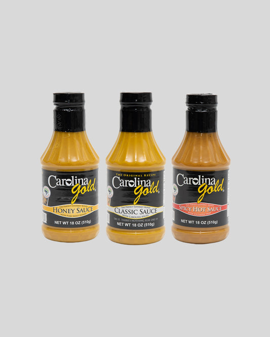 Set of 3 Mustard-Based Gourmet Carolina Gold Sauces